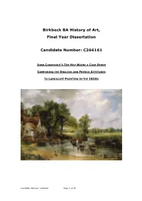 Birkbeck BA History of Art, Final Year Dissertation Candidate Number: C266161