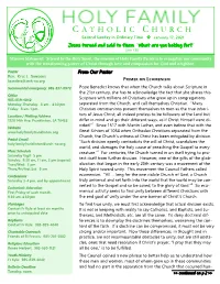 C ATHOLIC C HURCH Second Sunday in Ordinary Time January 17, 2021 Jesus Turned and Said to Them, “What Are You Looking For?”