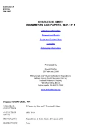 Charles M. Smith Documents and Papers, 1861-1913