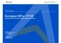 European Npls - FY18 an Overview of the Non-Performing Loan Market