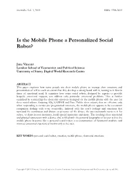 Is the Mobile Phone a Personalized Social Robot?