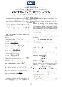 On Ternary Cubic Equation