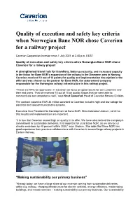 Quality of Execution and Safety Key Criteria When Norwegian Bane NOR Chose Caverion for a Railway Project