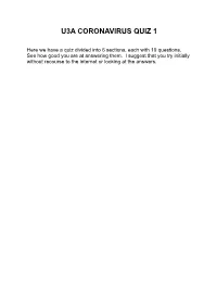 U3A Coronavirus Quiz1