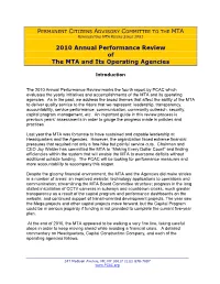 2010 MTA Annual Performance Review