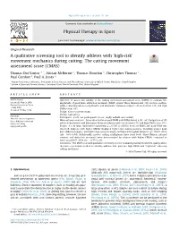 A Qualitative Screening Tool to Identify Athletes with `High-Risk' Movement Mechanics During Cutting: the Cutting Movement A