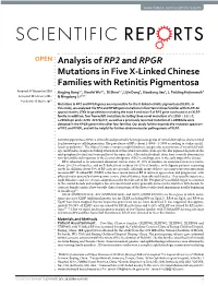 Analysis of RP2 and RPGR Mutations in Five X-Linked Chinese Families