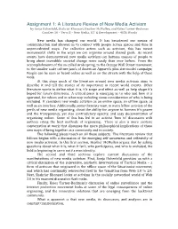 Assignment 1: a Literature Review of New Media Activism