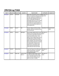 Cfpb Fy2020-Foia-Log-Redacted.Pdf