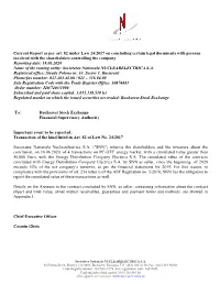 Current Report As Per Art. 82 Under Law 24/2017 On