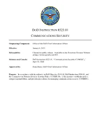 Dodi 8523.01, "Communications Security," January 6, 2021