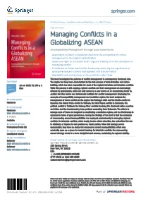Managing Conflicts in a Globalizing ASEAN Incompatibility Management Through Good Governance