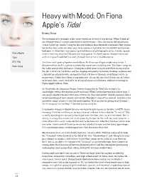 On Fiona Apple's Tidal
