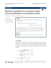 Optimal Inequalities for Bounding Toader Mean by Arithmetic and Quadratic Means
