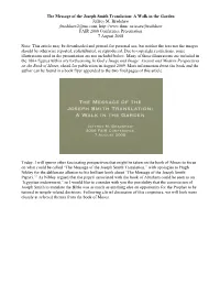 The Message of the Joseph Smith Translation: a Walk in the Garden Jeffrey M