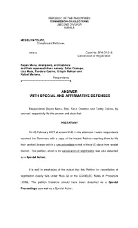 Answer with Special and Affirmative Defenses