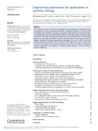 Engineering Polymerases for Applications in Synthetic Biology