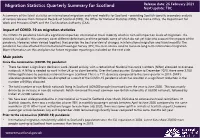 Migration Statistics Quarterly Summary for Scotland, February 2021