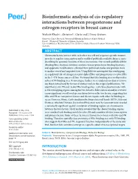 Bioinformatic Analysis of Cis-Regulatory Interactions Between Progesterone and Estrogen Receptors in Breast Cancer