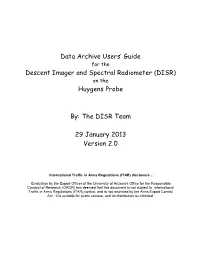 DISR) on the Huygens Probe