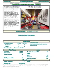 Opportunity Overview Lease Price/Terms Miscellaneous Operations Recast Earnings Click HERE to Contact Us About This Business! Fi