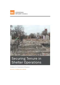 Securing Tenure in Shelter Operations