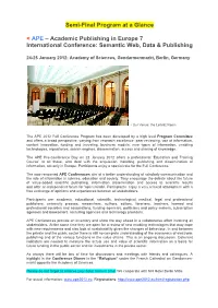 Semi-Final Program at a Glance &lt; APE – Academic Publishing In