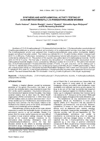Synthesis and Antiplasmodial Activity Testing of (1)-N-(4-Methoxybenzyl)-1,10-Phenanthrolinium Bromide