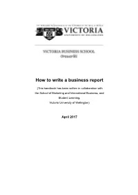 Writing a Business Report