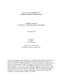 Assets, Poverty, and Public Policy: Challenges in Definition and Measurement