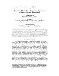 Deleterious Effects of Low Temperature Exposure on Learning Expression in a Parasitoid