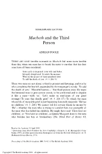 Macbeth and the Third Person