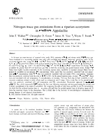 Nitrogen Trace Gas Emissions from a Riparian Ecosystem in Sot&Em