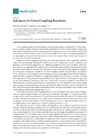 Advances in Cross-Coupling Reactions