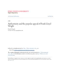 Authenticity and the Popular Appeal of Frank Lloyd Wright Daniel J
