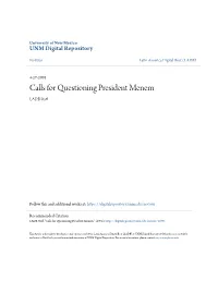 Calls for Questioning President Menem LADB Staff