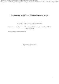 Li Deposited on Licl: an Efficient Reducing Agent