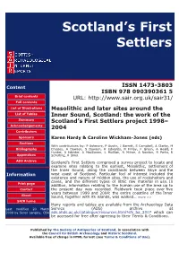 Scotland's First Settlers: Sand 20, Concordance List (Cont)