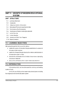 Unit 11: Growth of Modern Educational System