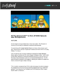Â€˜The Simpsonsâ€™ to Kick Off 600Th Episode with VR Experience