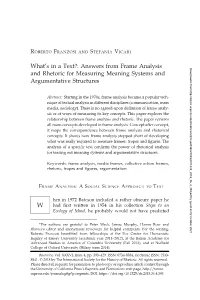 Answers from Frame Analysis and Rhetoric for Measuring Meaning