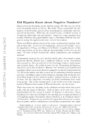 Did Hypatia Know About Negative Numbers?