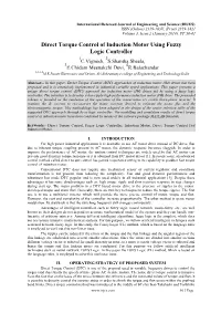 Direct Torque Control of Induction Motor Using Fuzzy Logic Controller