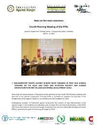 Note on the Main Outcomes Fourth Planning Meeting of the Pfhs