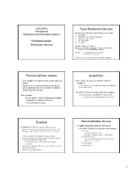 Tuple Relational Calculus Formula Defines Relation Quantifiers Example