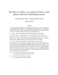 An Analysis of Heavy Noun Phrase Shift and Related Phenomena