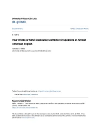 Discourse Conflicts for Speakers of African American English