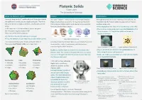 Eloise Lardet the University of Edinburgh What Are Platonic Solids? History Applications You Might Have Heard of “Regular Polygons”