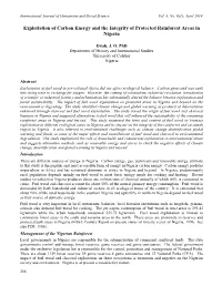 Exploitation of Carbon Energy and the Integrity of Protected Rainforest Areas in Nigeria