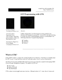 GUI Programming with GTK What Is GTK?